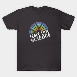 PEACE LOVE SCIENCE - RETRO RAINBOW T-Shirt